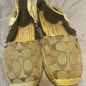 Coach Beige and Brown Espadrille Sandals